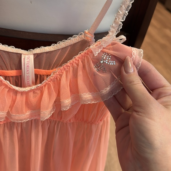 🎀VICTORIA'S SECRET Sheer Babydoll Chemise Gown with Bows & Ruffles - Picture 4 of 6